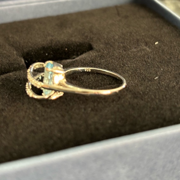 Topaz Blue Natural 3.88 CT Size 8 Ring w/ Diamond Accent - Picture 5 of 7